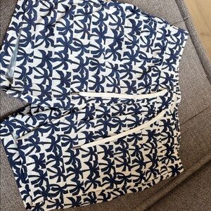 Onia Navy and White Leaf Print Shorts